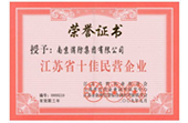 江苏省十佳民营大发荣誉证书
